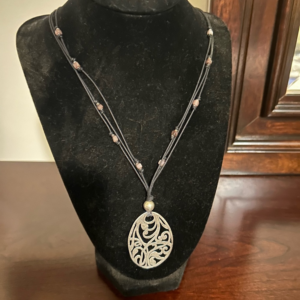 Silpada leather and silver beaded necklace